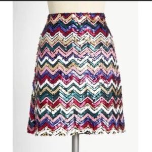 Modcloth Sequin Chevron Multi Color mini skirt Sz Large
